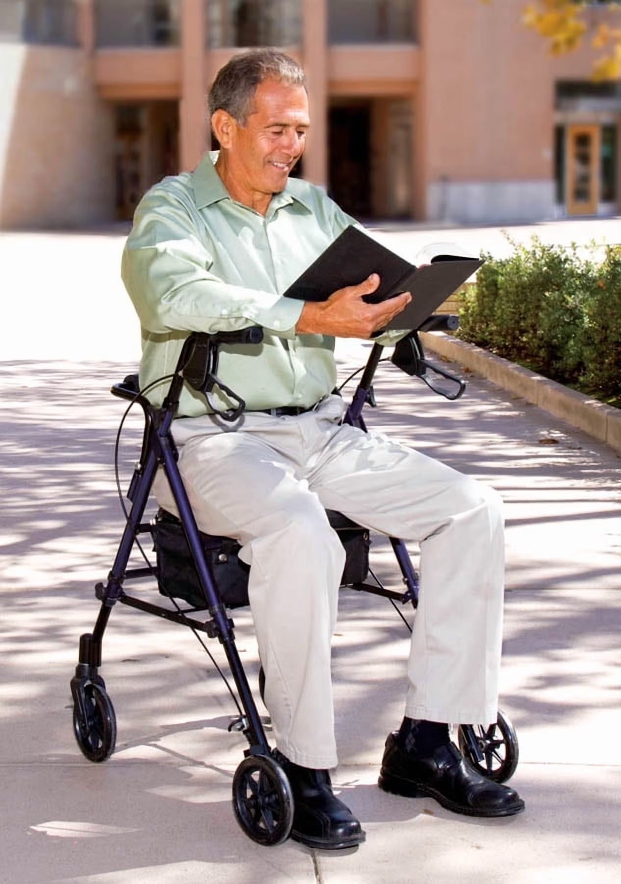 Aluminium Rollator Walker with Padded Seat, Backrest, 6-Inch Wheels, and Storage Pouch in Blue