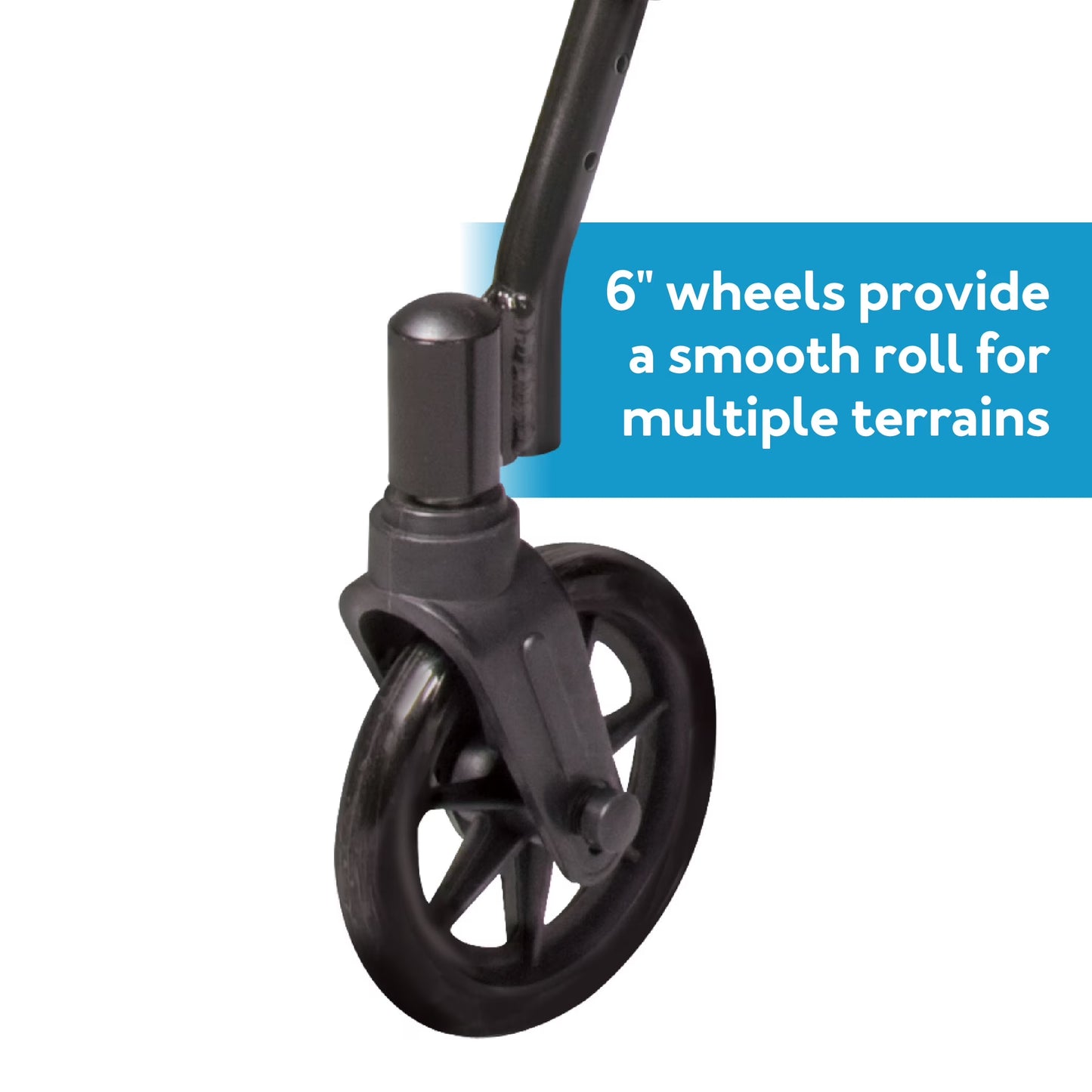 Aluminium Rollator Walker with Padded Seat, Backrest, 6-Inch Wheels, and Storage Pouch in Blue
