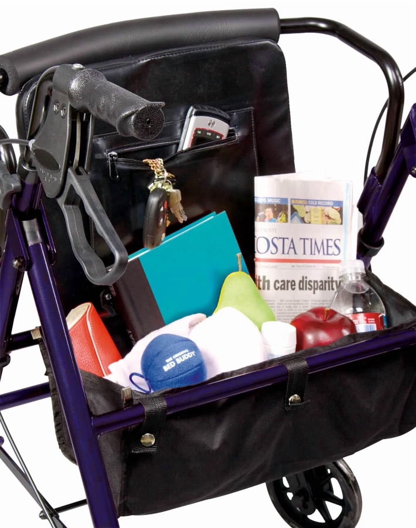 Aluminium Rollator Walker with Padded Seat, Backrest, 6-Inch Wheels, and Storage Pouch in Blue